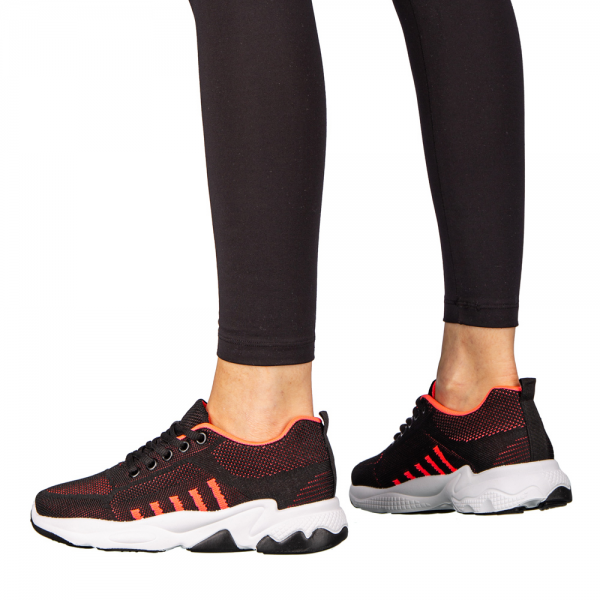 Дамски спортни обувки  черни с розово  от текстилен материал  Morison, 5 - Kalapod.bg
